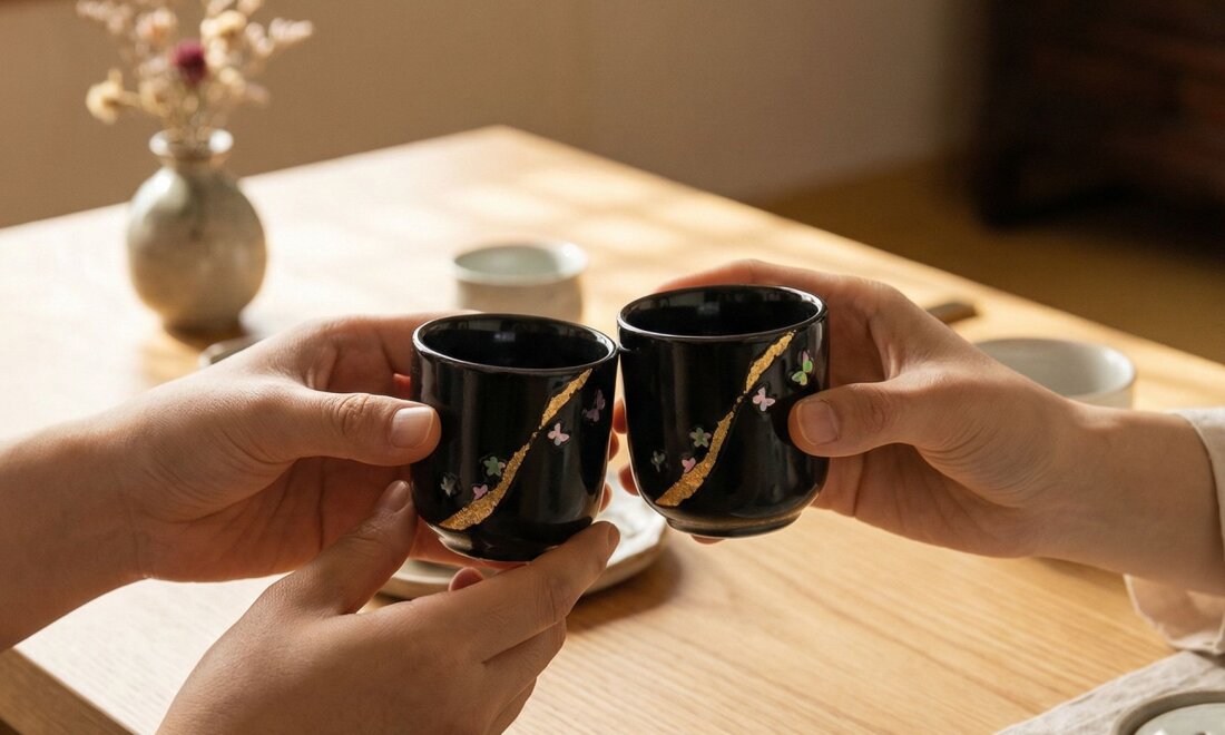 螺鈿と金箔が織りなす、一人飲みも贈り物にも映える酒器セット by